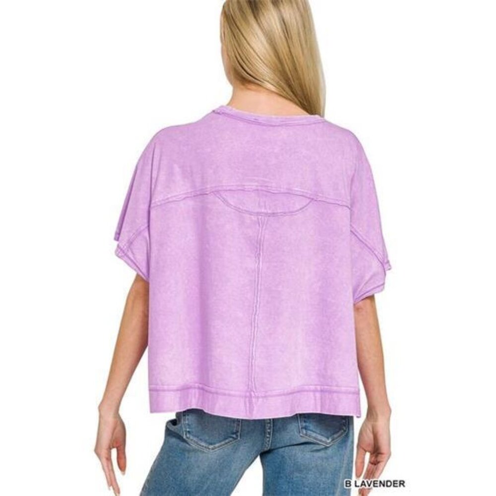 Zenana‎ Acid Washed Oversized Top & Shorts Set - Picture 7 of 12